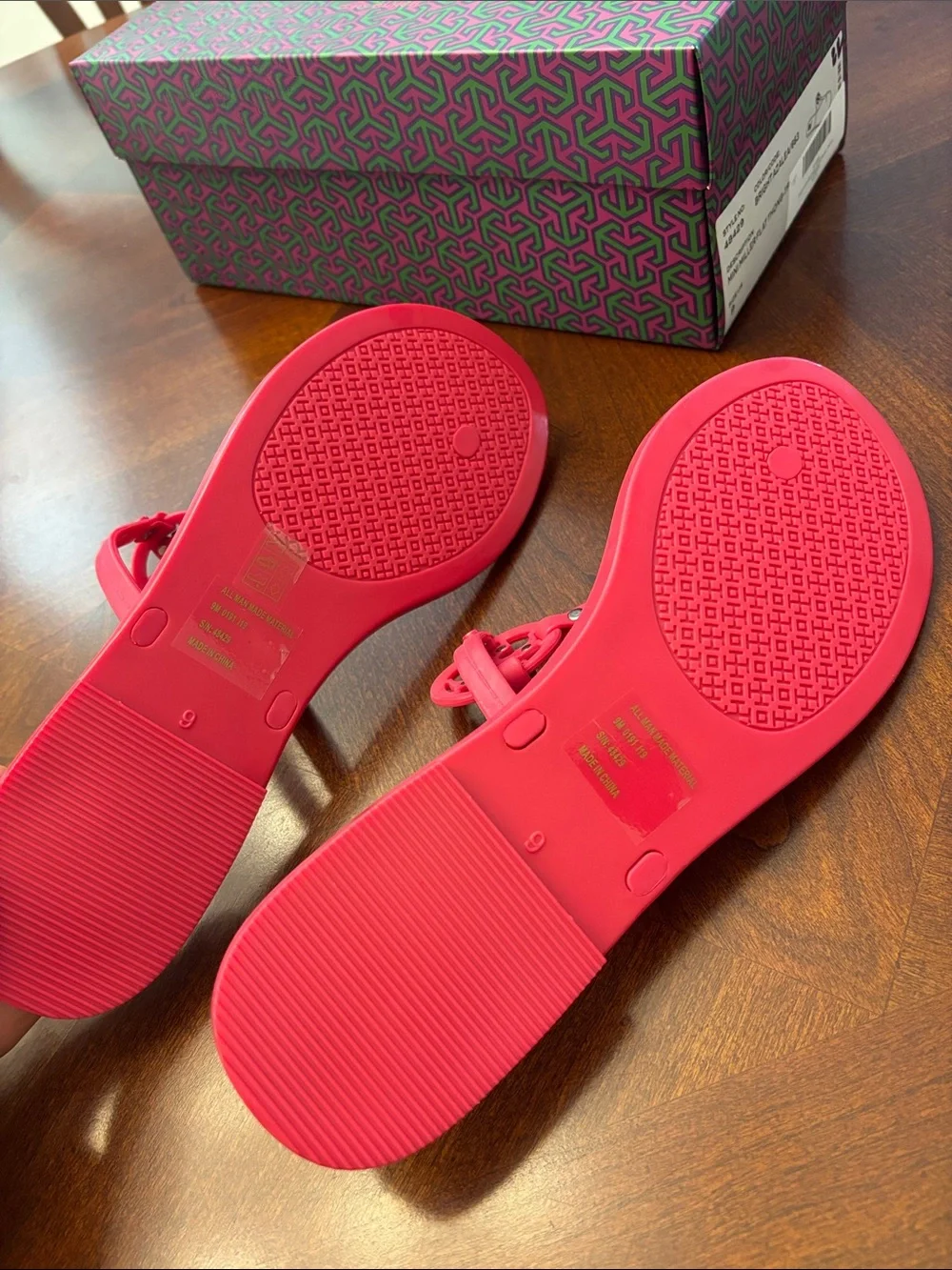 Tory Burch Hot Pink Logo Thong Sandals